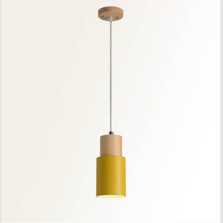 Cylinder 1-Light Nordic Wood LED Pendant Light