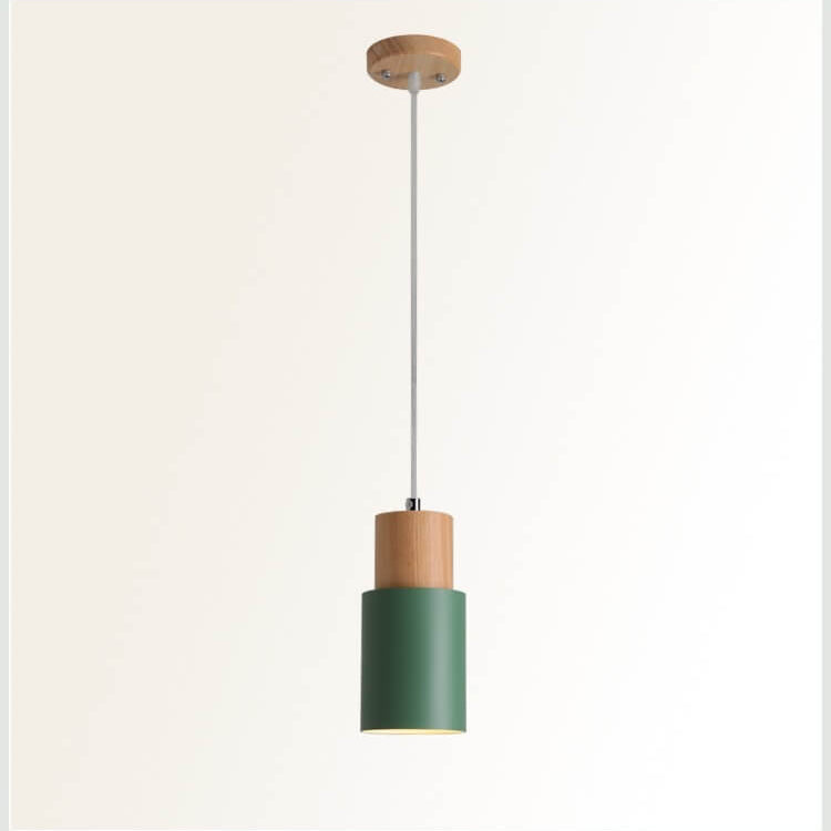 Cylinder 1-Light Nordic Wood LED Pendant Light