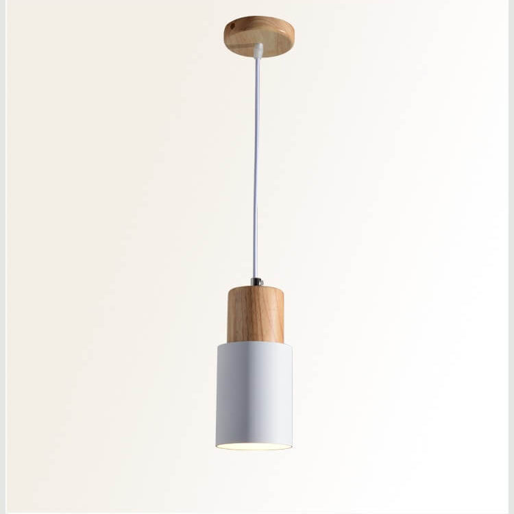 Cylinder 1-Light Nordic Wood LED Pendant Light
