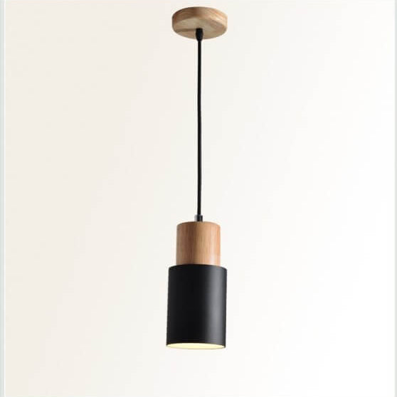 Cylinder 1-Light Nordic Wood LED Pendant Light
