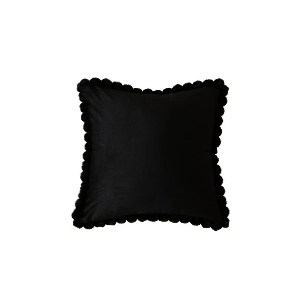 Velvet Pom-Pom Trim Cushion Cover