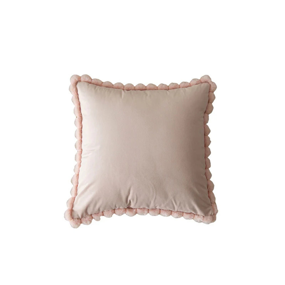 Velvet Pom-Pom Trim Cushion Cover
