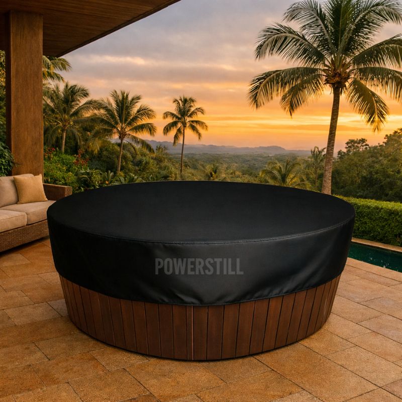 Waterproof UV-Resistant Adjustable Cover for Jacuzzi and Round Hot Tub