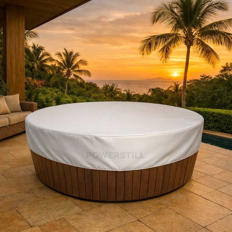Waterproof UV-Resistant Adjustable Cover for Jacuzzi and Round Hot Tub