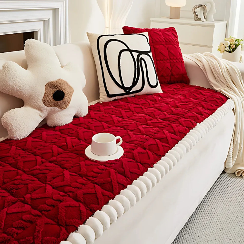Snuggle Sherpa Plush Sofa Protector Cover
