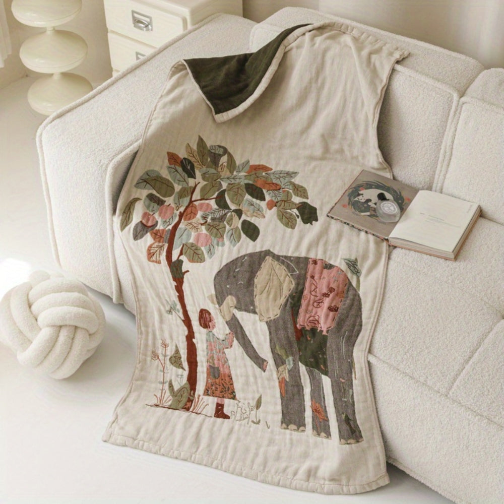 Elegant Floral Print Bath Towel Blanket