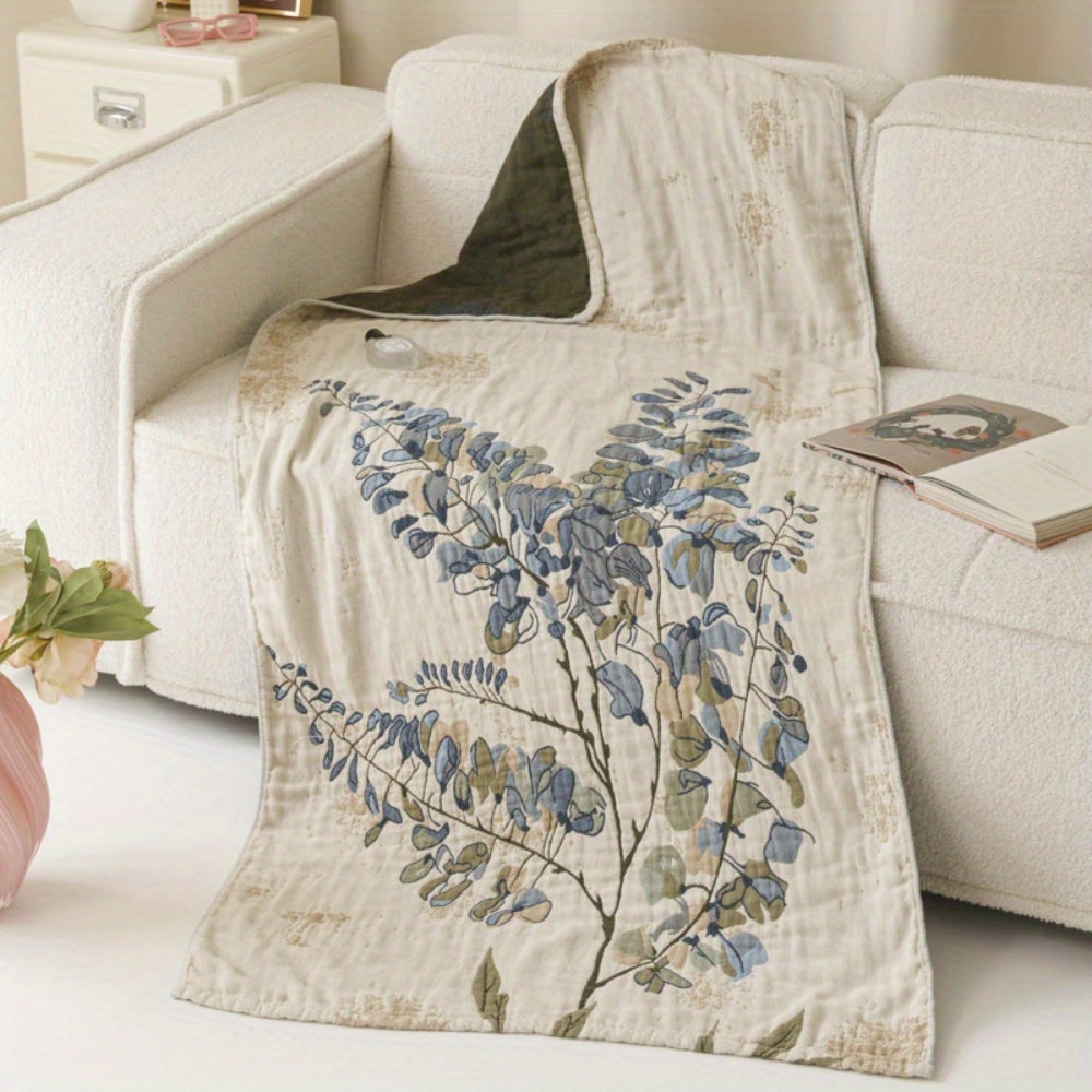Elegant Floral Print Bath Towel Blanket