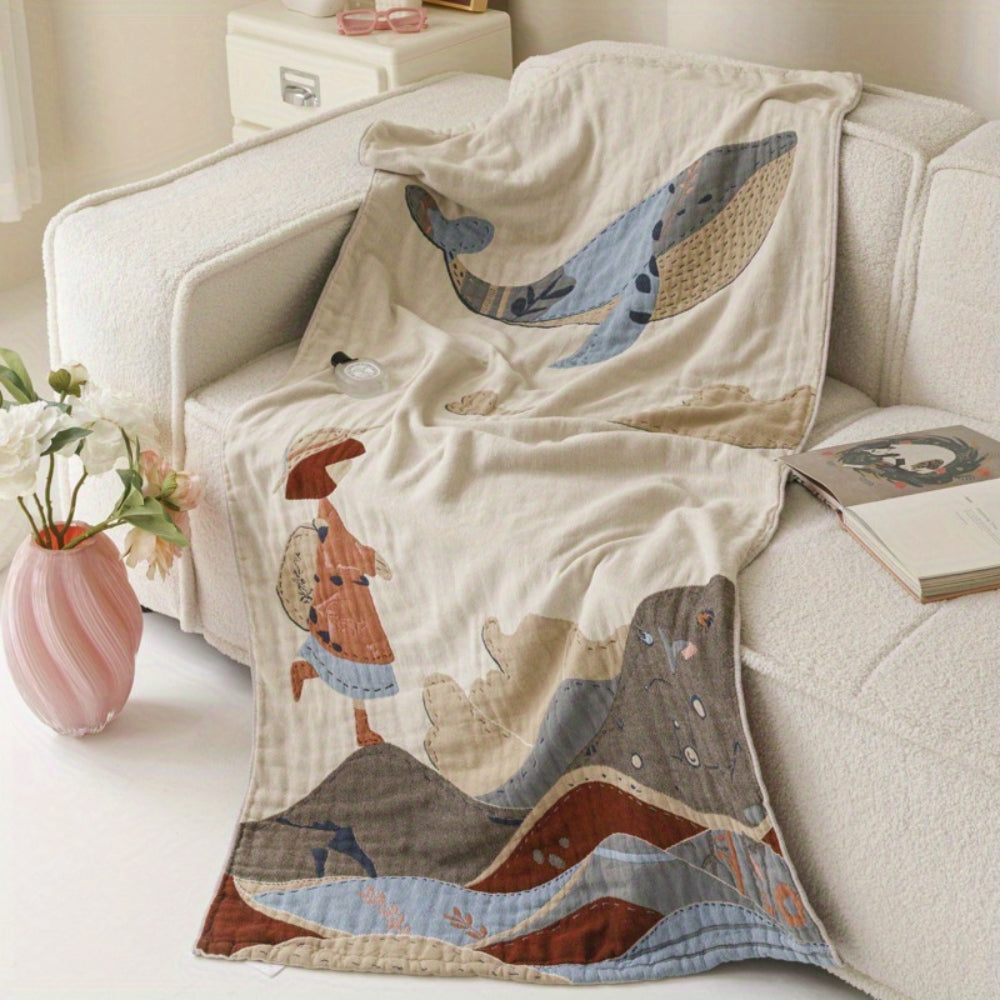 Elegant Floral Print Bath Towel Blanket