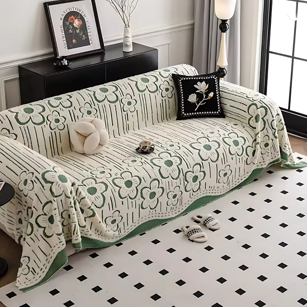Embroidered Flower Soft Sofa Cover