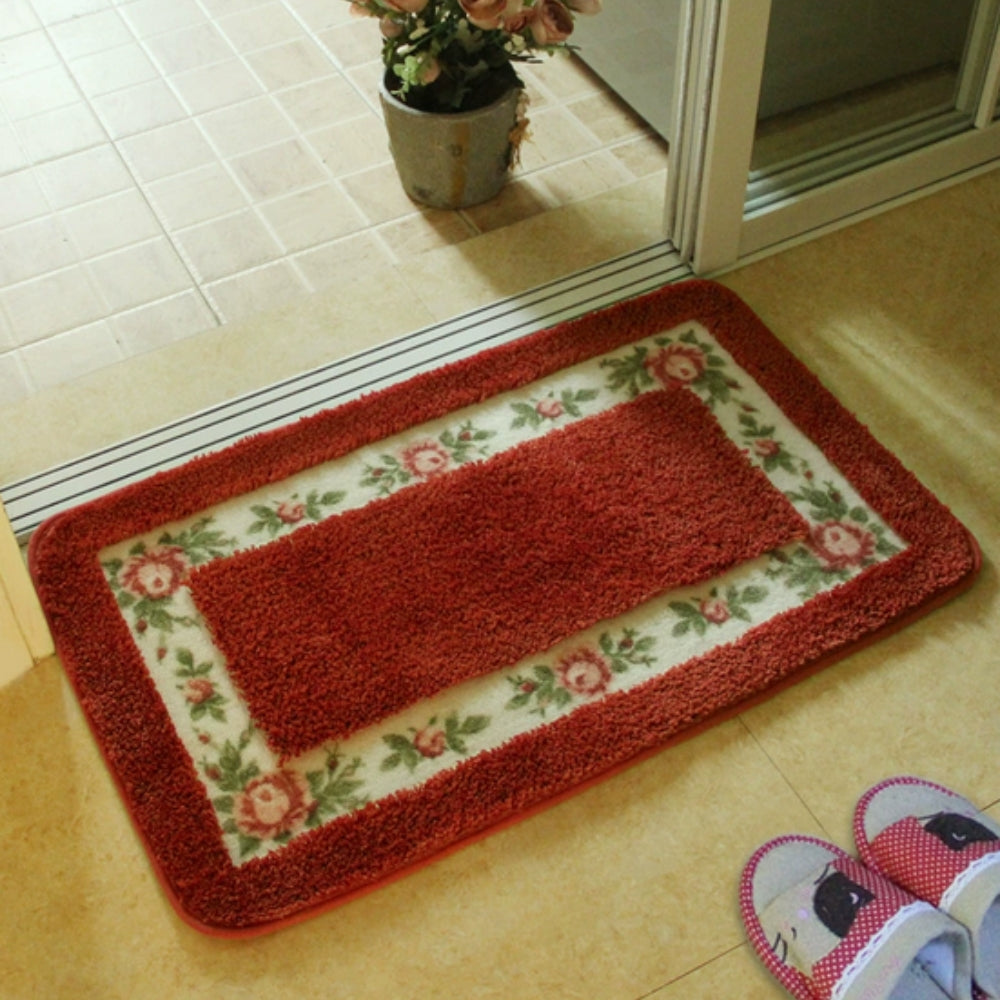 Floral Border Absorbent Bath Mat