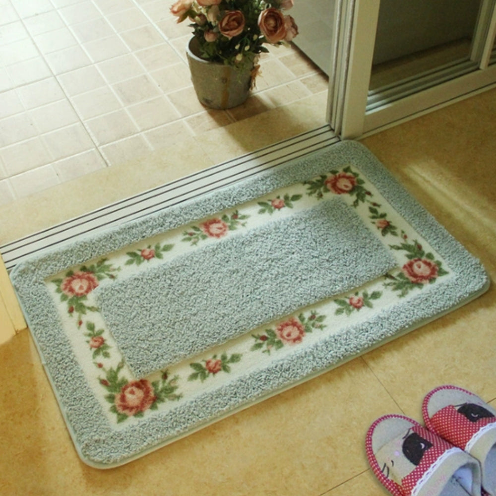 Floral Border Absorbent Bath Mat