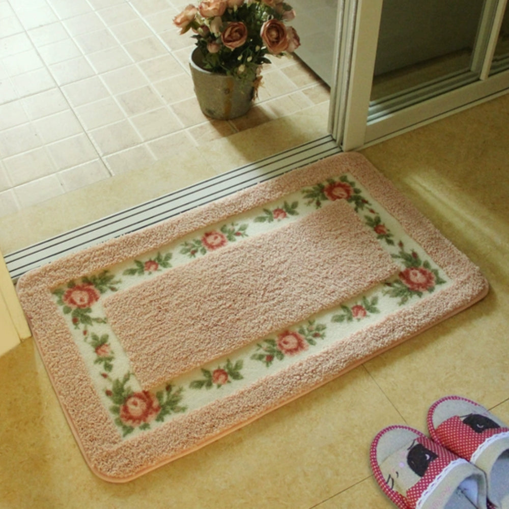 Floral Border Absorbent Bath Mat