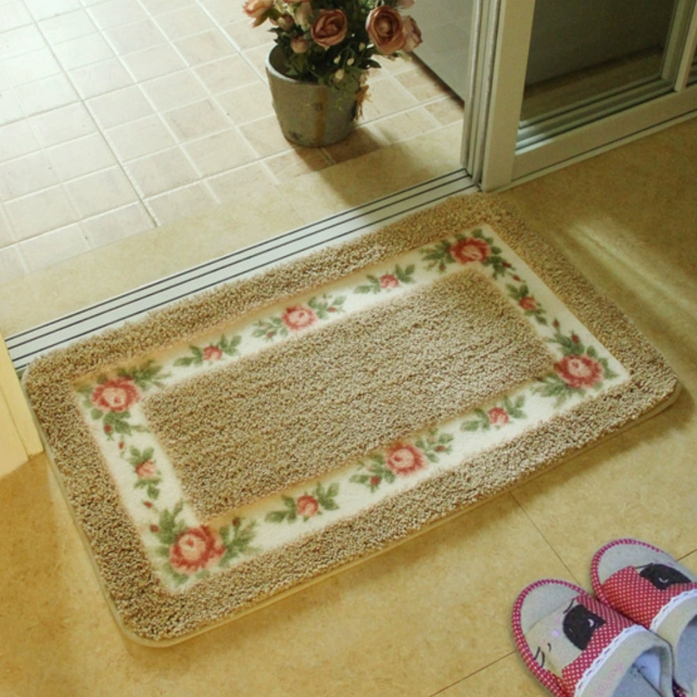 Floral Border Absorbent Bath Mat
