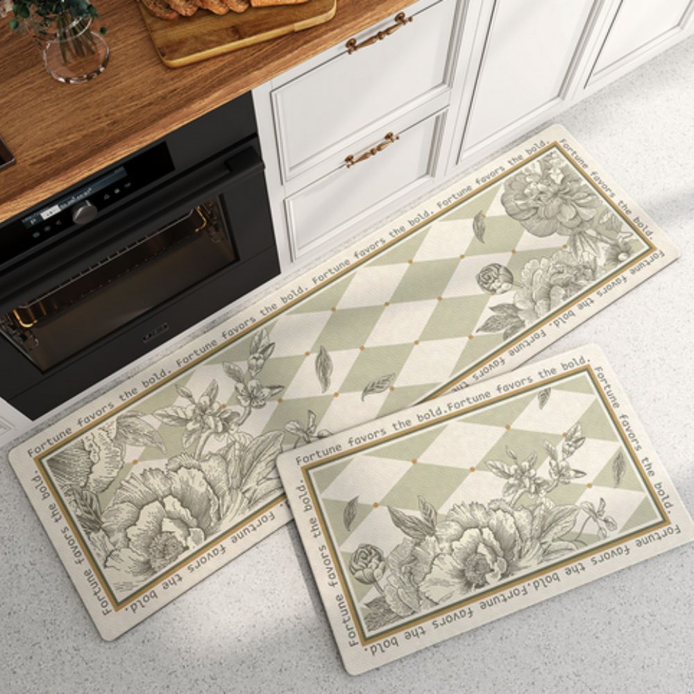 Floral Quick-Dry Kitchen Mat