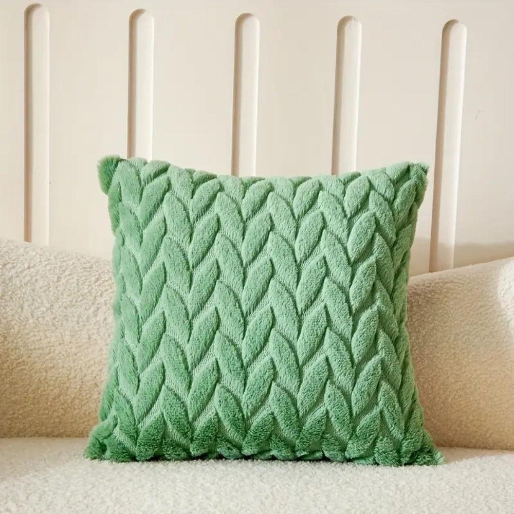 Geo Leaves Embroidered Cushion Cover