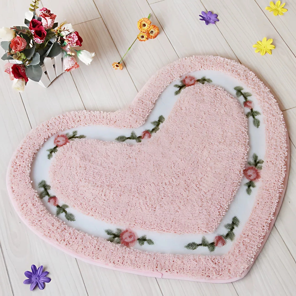 Heart Floral Tufted Bath Mat