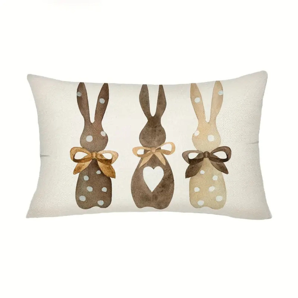 Hemp Three Bunny Cushion Cover