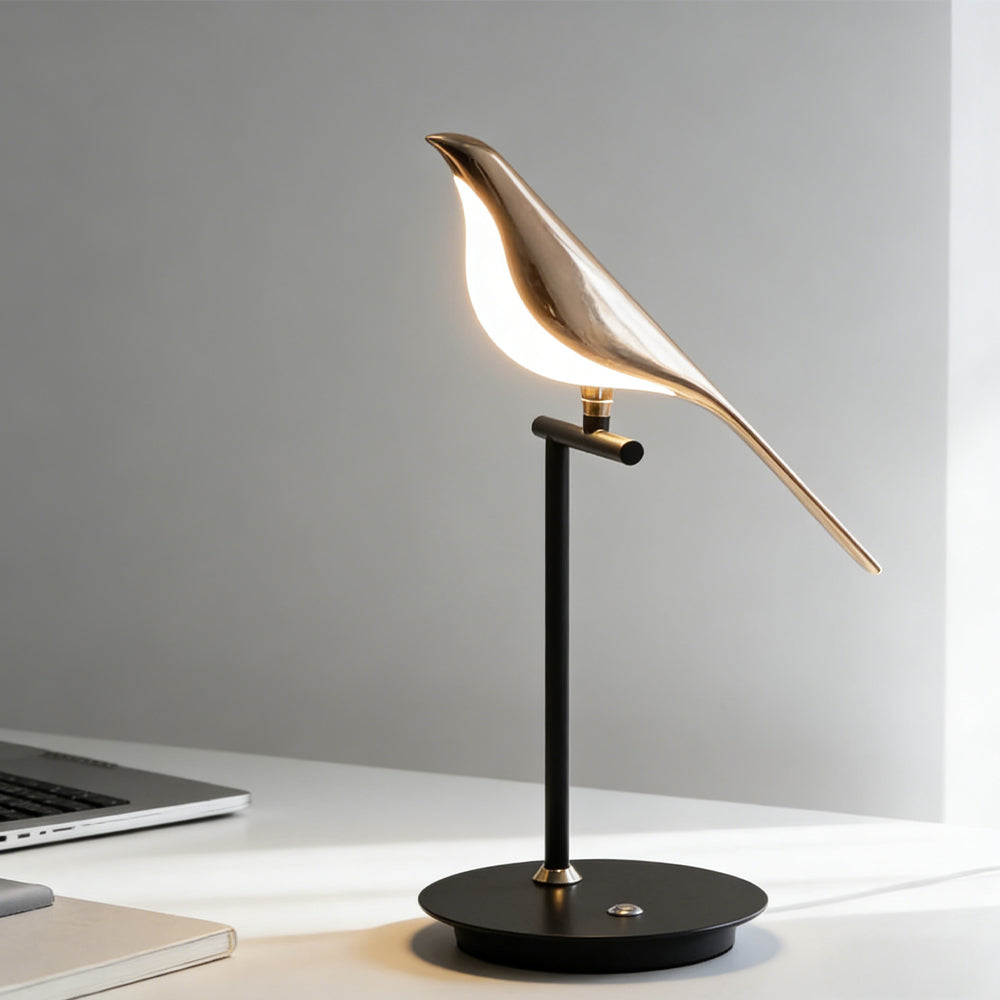 Golden Modern Bird Table Lamp For Bedroom