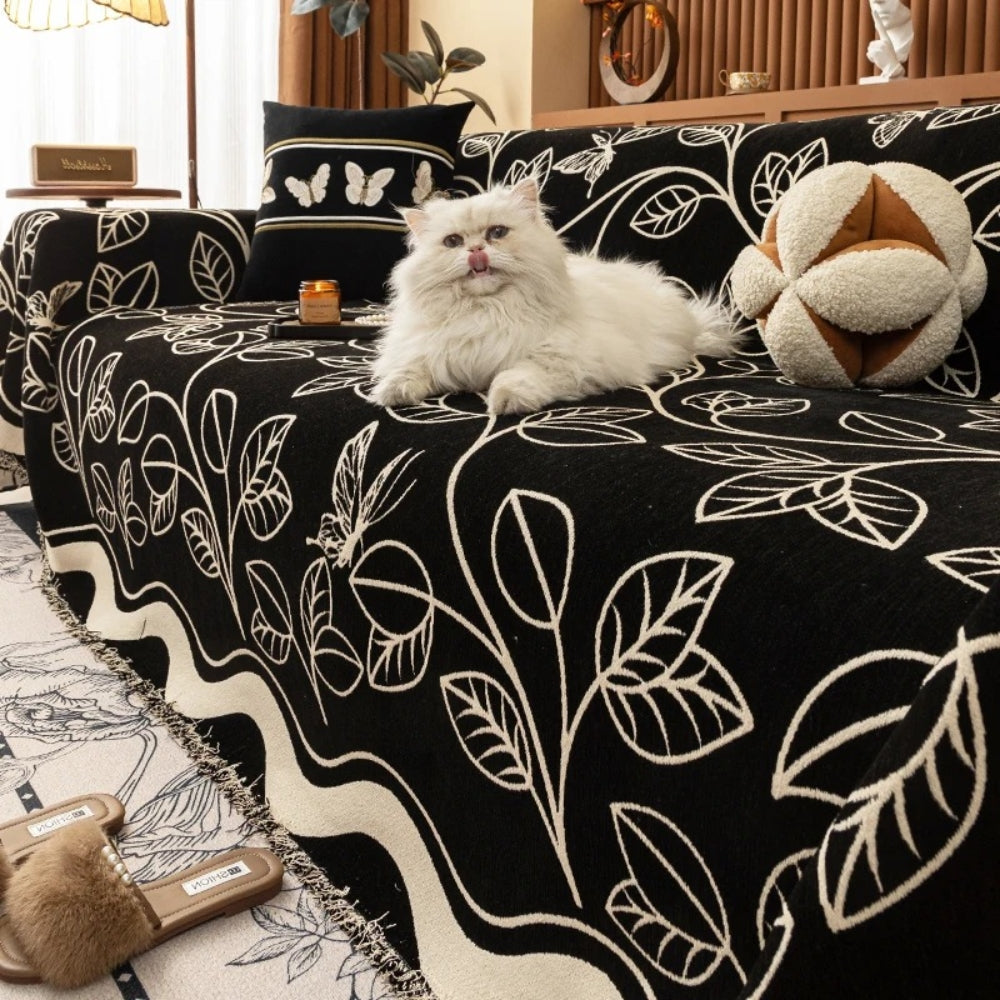 Leaf Inspired Luxury Chenille Sofa Cover