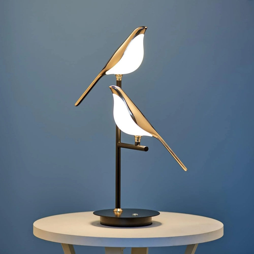 Golden Modern Bird Table Lamp For Bedroom