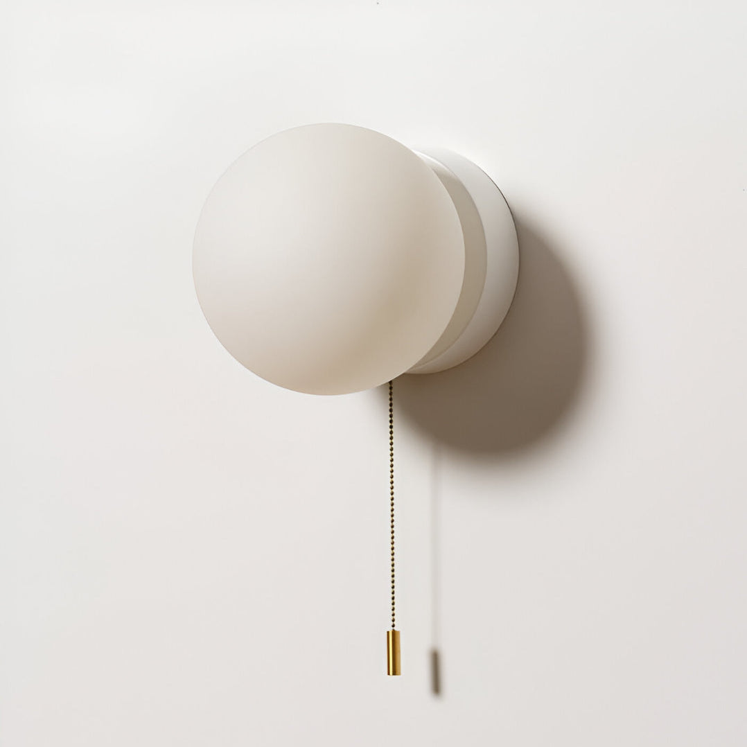 Nordic 1-Light Minimalist Glass Globe LED Wall Sconce with Pull Cord