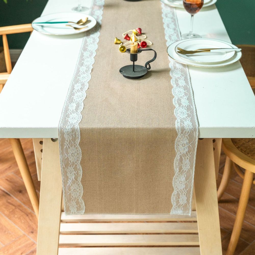 Ornate Blossom Lace Edge Table Runner