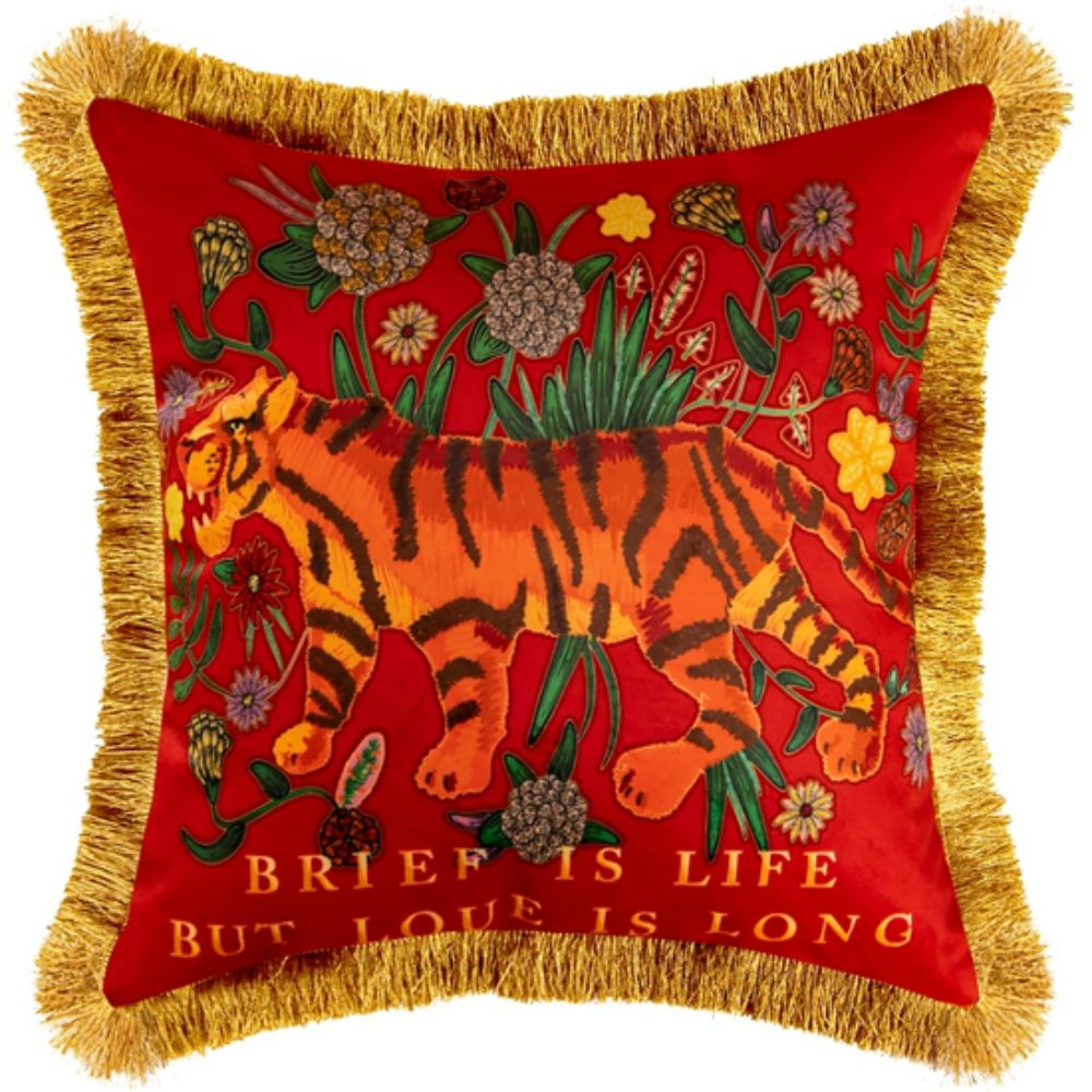 Regal Tiger Artistic Velvet Cushion Cover