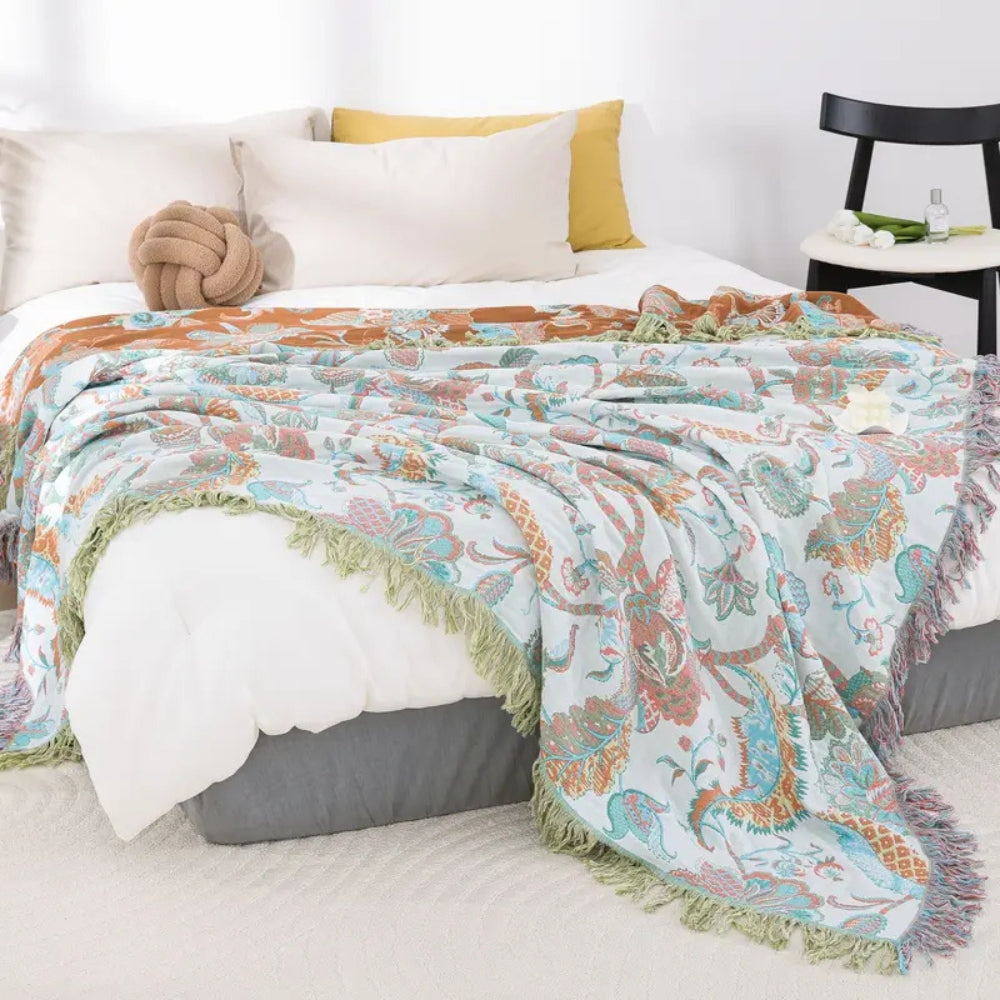 Reverie Floral Tassel Cotton Blanket