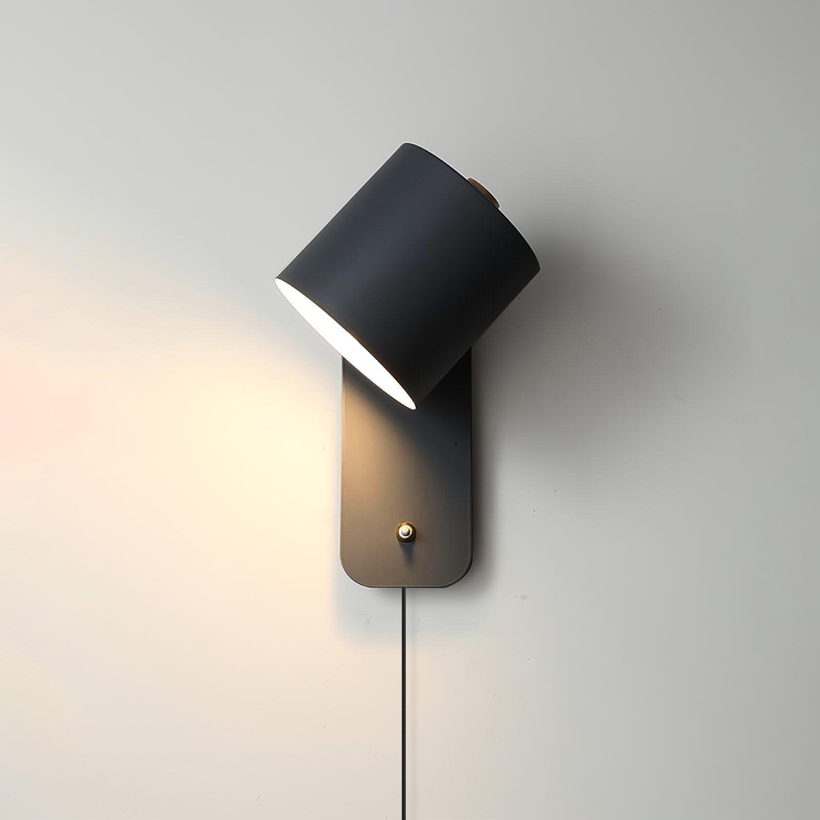 Rotatable Cylinder 1-Light Modern Minimalist Plug-In Wall Sconce