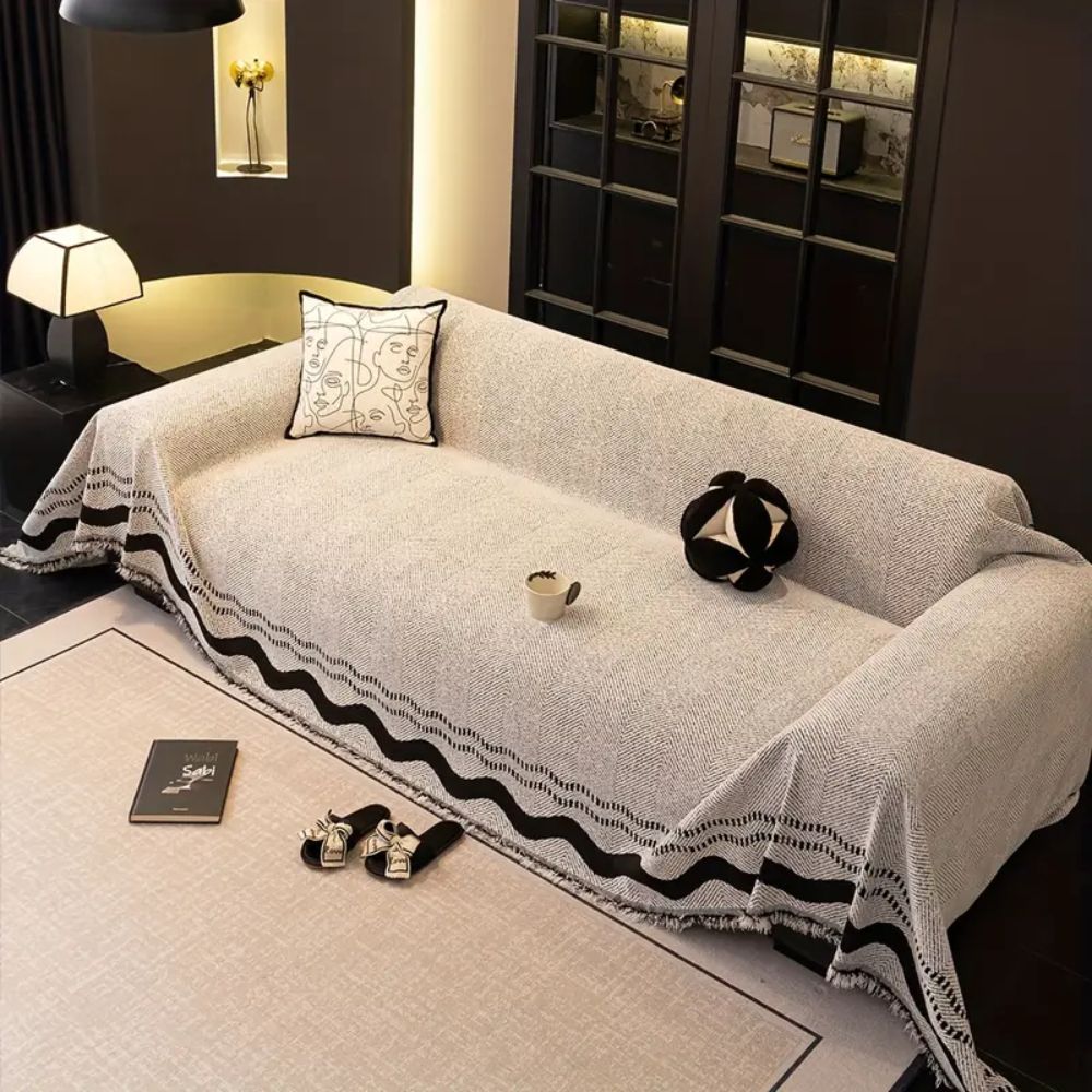 Sora Line Tasseled Sofa Cover