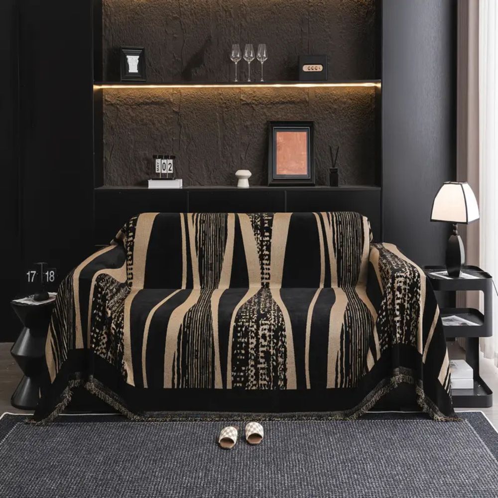 Stone Bohemian Fringe Sofa Cover