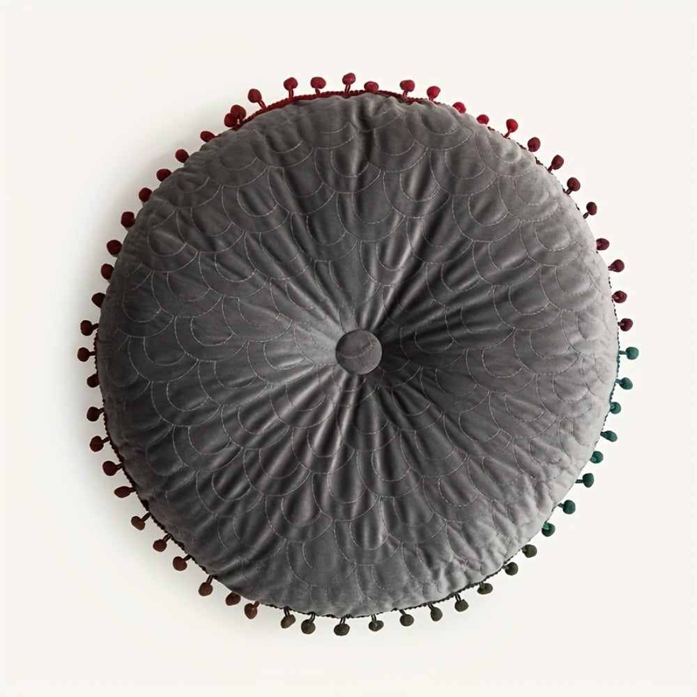 Veloura Round Vintage Quilted Ottoman Cushion Pad