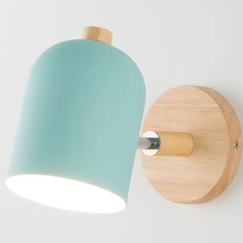 Scandinavian 1-light Wood Cylinder LED Wall Sconce
